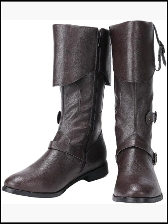 Medieval Gothic Renaissance Pull On Boots Mid Calf Cosplay Cuff Shoes Halloween main image 7